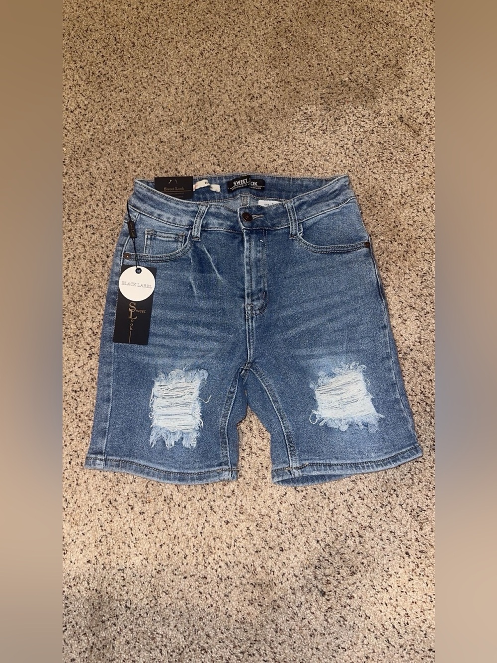 Women's Light Blue Distressed Denim Jean Shorts